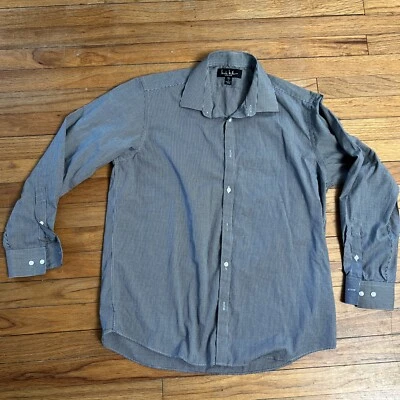 Camisa de vestir Nicole Miller para hombre con botones manga larga azul a cuadros a cuadros 16,5/32-3 Foto 1 de 4