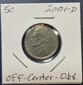 2001-D Jefferson Nickel 5C Misaligned Die mint error - Picture 1 of 4