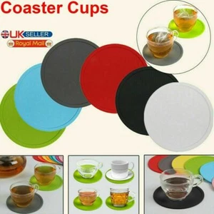 4x Pcs Premium Rubber Silicone Coffee Coasters Drink Place Table Round Cup Mats - Picture 1 of 19