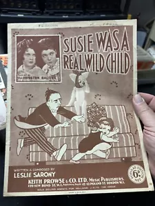 Partituras M 1926 Reino Unido 10x12 Leslie Sarony SUSIE WAS A REAL WILD CHILD - Imagen 1 de 2