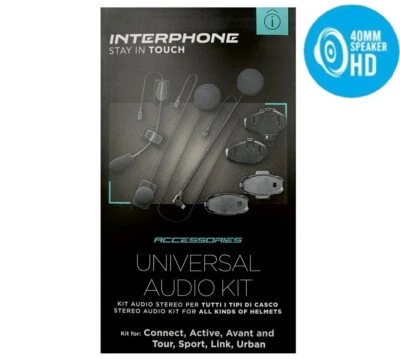 KIT AUDIO CUFFIE HD 40mm MICROFONO INTERPHONE LINK SPORT TOUR CONNECT ACTIVE