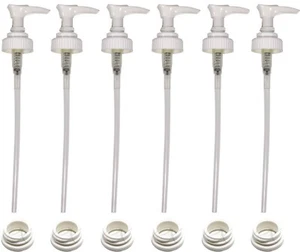 White Plastic Lotion Soap Dispenser Pump Tops w/ Threaded Collars - 6 Piece Pack - Picture 1 of 4