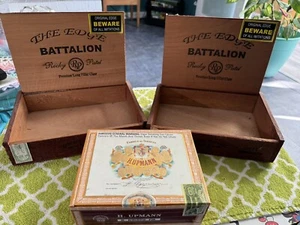 Vintage Tobaciana Cigar Box Lot 3 PC Wooden & Cardboard Collectible - Picture 1 of 7