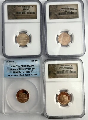 Lot Of 4 - 2009 Lincoln Cent Childhood And Presidency NGC PR 70 DCAM And PR69 UC - Image 1 of 4