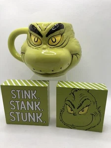 Grinch 3D geformter Becher mit Holzständer Dr. Seuss Weihnachten 18 Unzen Tasse - Bild 1 von 8