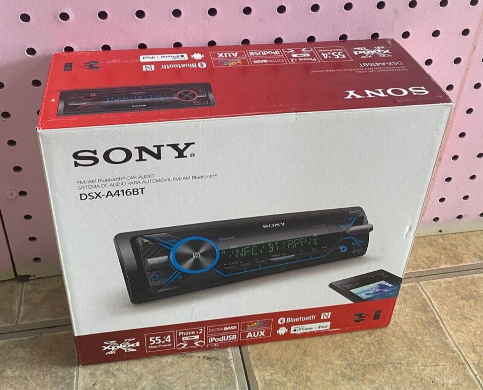 Sony DSX-A416BT Single Din Bluetooth Front USB AUX Multi-Color Car Stereo Digita
