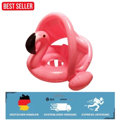 Aufblasbarer Flamingo Baby-Pool-Schwimmer mit Sonnenschutz – Sicher und Robust - Bild 1 von 2