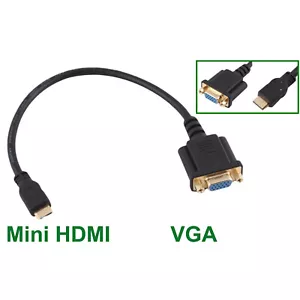 1080P Mini HDMI Male To DB15 VGA 15Pin Female Video AV Adapter Cable HDTV PC 1FT - Picture 1 of 4