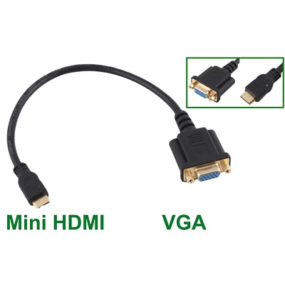 1080P Mini HDMI Male To DB15 VGA 15Pin Female Video AV Adapter Cable HDTV PC 1FT - Image 1 of 4