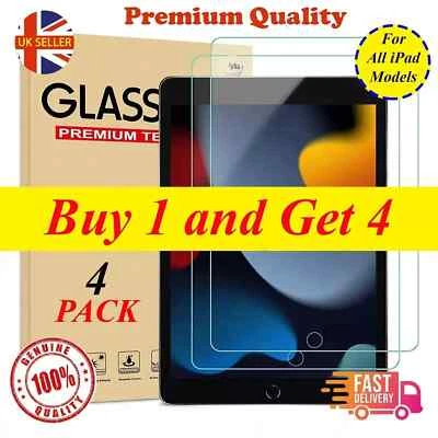 4X Tempered Glass Screen Protector For Apple iPad 10th 9th 8th 7th 6th Gen Air 5 - Image 1 of 4