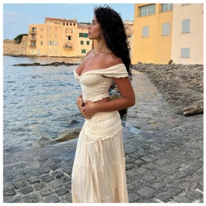 Free People style Coord Cream Blouse and Skirt Set Boho Mediterranean Goddess - Picture 1 of 4