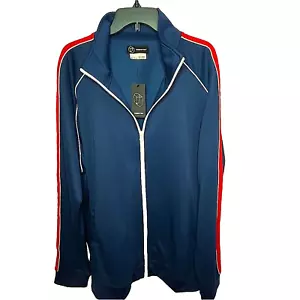 Men's Original Use Navy Track Suit Jacket Red Stipe Pockets Size 2XL Tall NEW! - Picture 1 of 7