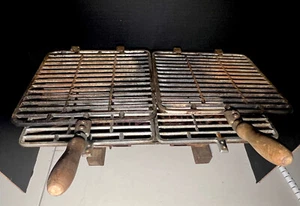 Hibachi Cast Iron Grill Portable Charcoal Taiwan w/Two Grates Free Vintage - Picture 1 of 11