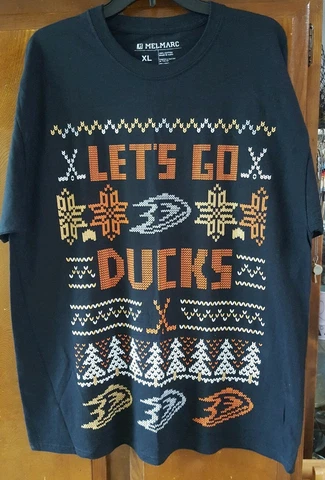 NHL Anaheim "Lets Go Ducks" Ugly Christmas Sweater Holiday Design XL T-shirt Cover