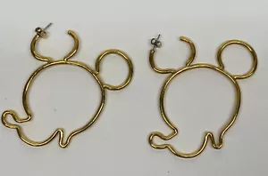 Orecchini TOPOLINO Silhouette Testa Traforata Tono Oro Disney 2 1/2" - Foto 1 di 3
