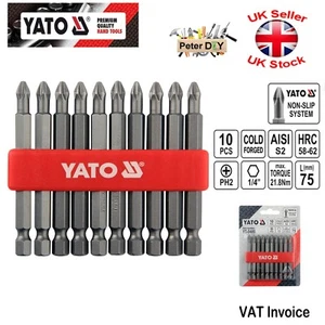 Yato Professional NON SLIP 75mm (3") YT-0480 BITS PHILLIPS PH2 - 10 PCS - Picture 1 of 3