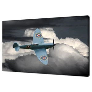 WWII Spitfire Aircraft Military Plane Wall Art Canvas Unframed Print Art - Picture 1 of 2