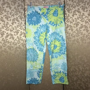 Lilly Pulitzer Blue Green Floral Resort Fit Capri Pants Size 6 - Picture 1 of 9