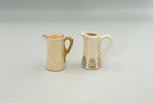 Miniature Ceramic 1.75" Decorative Gold Accent Pitcher Lot - Picture 1 of 10