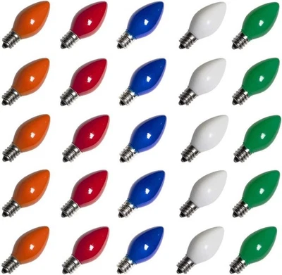 Abeja 25 Pack C7 Multicolor Christmas Replacement Bulbs 5w Light  - Image 1 of 4