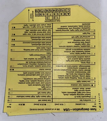 Placa de designación de caja de fusibles Mercedes-Benz - 126-545-15-00 - para 300SL y 600SL Foto 1 de 3