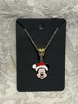米奇大耳朵圣诞老人帽子老鼠圣诞珐琅小饰品可爱金色项链 — 第 1/2 张图片