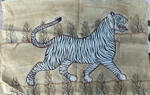 Jaime Parlade Tiger Painting 1980s " 24 Inches X 35 Inches " - Picture 1 of 2