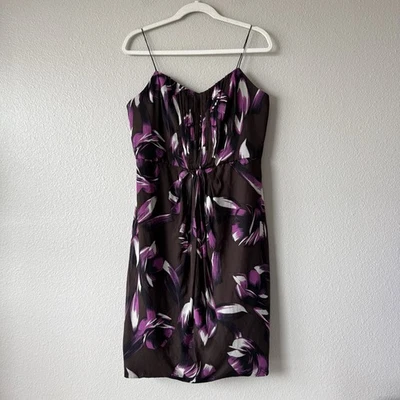 Vestido Badgley Mischka Seda Talla 14 Funda Floral Cóctel Fiesta Formal Elegante Foto 1 de 4