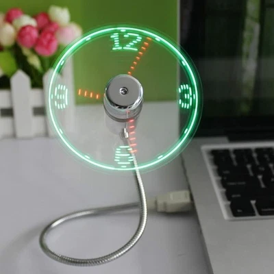Mini USB Clock Fan, Flexible Gooseneck Display for PC Laptop Notebook Desktops - Image 1 of 4