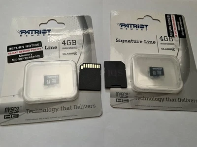 2pcs 4gb patriot microSDHC +2 adapters for NIKON  Canon & Kodak SDHC CAMERAS - Image 1 of 3
