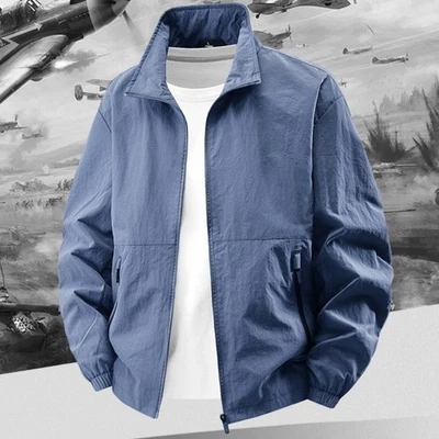 Abrigo chaqueta informal para deportes al aire libre talla grande para hombre color liso cuello alto Foto 1 de 4