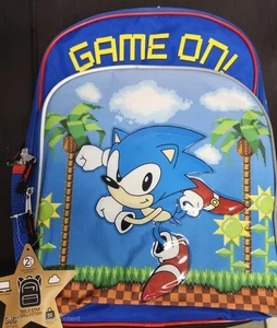 Sega-Sonic The Hedgehog-Game On 16” Safety Reflective School Backpack Book Bag - Picture 1 of 2
