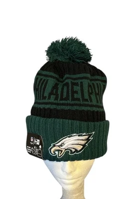 Philadelphia Eagles New Era Gorro Tejido Pom Invierno NFL Sombrero Negro y Verde Foto 1 de 4
