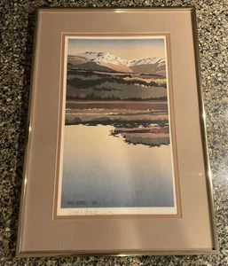 Byron Birdsall Bleistift signiert schöne Alaska See Landschaft Lithographie 1980 - Bild 1 von 9