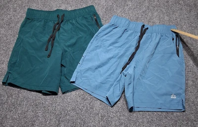 RBX Youth Peacock Blue & Green  Black Zip Pocket Stretch Short Pants Shorts Pair - Image 1 of 4
