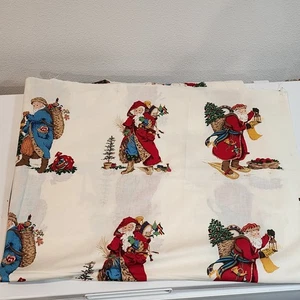 Vintage alte Welt Santa Weihnachten Stoffe beige oder creme Design Baumwolle 2 Yds +  - Bild 1 von 7