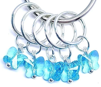 Marcadores de puntada fina MikieLou mariposas acuáticas cristal austriaco ganchillo para tejer Foto 1 de 3
