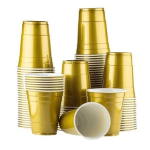 Taza de fiesta dorada | Beer-Pong | 16 oz | Bier-Pong | Taza de beber | Taza de plástico - Imagen 1 de 7