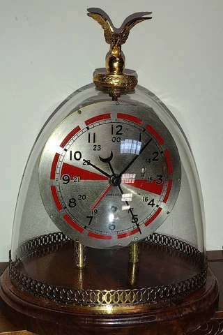 Unusual Chelsea Boston Radio-room Ship's Clock Working Under Glass Dome 6" Dial Cover