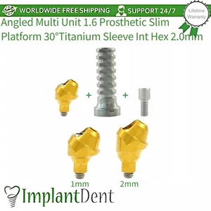Angled Multi Unit 1.6 Prosthetic Slim Platform 30° Set Titanium Sleeve Int Hex - Picture 1 of 9