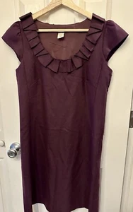 J. Crew Women's Wine Scoop Neck Ruffle Wool Blend Sheath Midi Dress Size 4 EUC - Picture 1 of 7