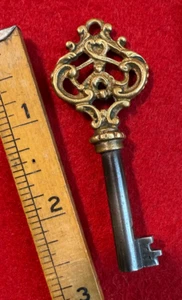 Skelett Schlüssel echter antiker Schlüssel mit ausgefallener Messingschleife - weitere exotische Schlüssel hier! - Bild 1 von 2