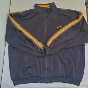 Chaqueta De Colección Nike Swoosh Logo Cremallera Completa Negra Dorada Rayas Manga Para Hombres XL - Imagen 1 de 10