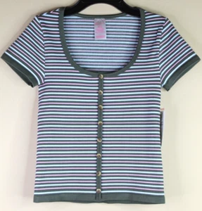 NOBO No Boundaries Juniors Womens Seamless Stripe Shirt Size S 3/5 - Picture 1 of 5