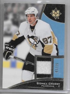 15-16 UD ULTIMATE COLLECTION BASE PATCH #31 SIDNEY CROSBY 7/15 PENGUINS 3CL