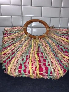 Patricia Nash Multi Color Specialty Woven Straw Lesa Satchel Summer Bag So Cute - Picture 1 of 8