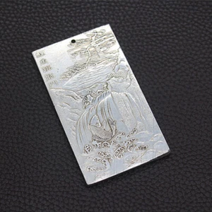 2.8" Chinese Miao Silver Hand Carving Buddhism Amulet Pendant liyutiaolingmen - Picture 1 of 3