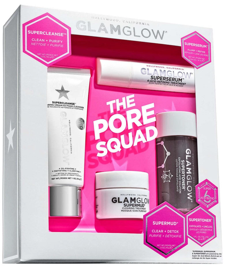 GLAMGLOW The Pore Squad 4 PC Set - Supermud Supercleanse Superserum