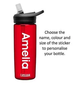 Personalised Bottle Sticker Vinyl Custom Name Text Colour Water School - Picture 1 of 4