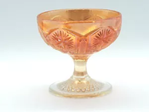 Elegant Dugan Carnival Glass Champagne Glass | Iridescent Marigold - Picture 1 of 12
